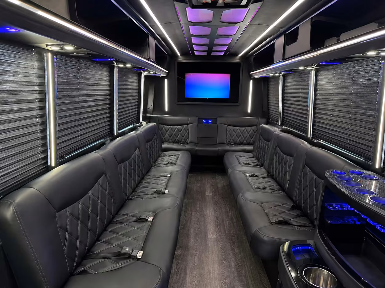 20 passenger party bus inside