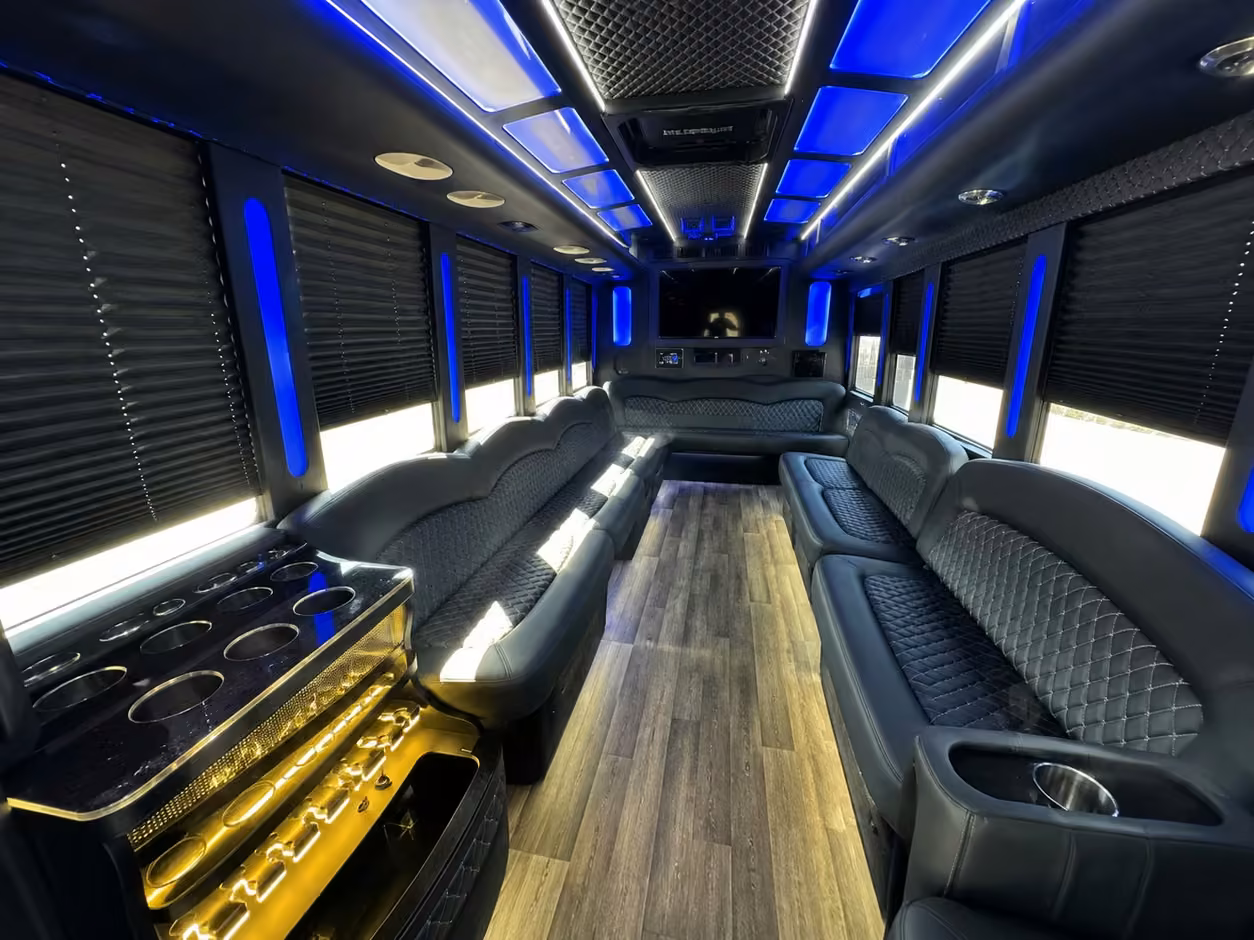 20 passenger party bus interior