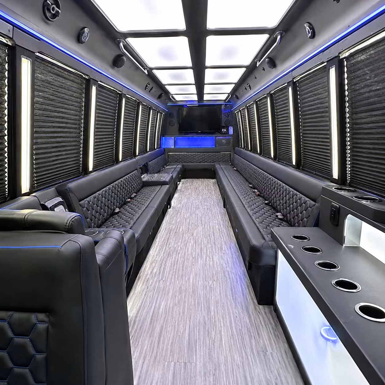 28 passenger party bus inside